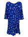 Draper James Size 4 Blue Black & Red Viscose Blend Floral Round Neck Dress Blue Black & Red / 4