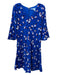 Draper James Size 4 Blue Black & Red Viscose Blend Floral Round Neck Dress Blue Black & Red / 4