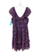 Draper James Size 4 Blue Purple Red Viscose Floral V Neck & Back Midi Dress Blue Purple Red / 4