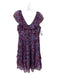 Draper James Size 4 Blue Purple Red Viscose Floral V Neck & Back Midi Dress Blue Purple Red / 4