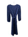 Draper James Size 2 Navy Polyester Polka Dots Long Sleeve V Neck Midi Dress Navy / 2