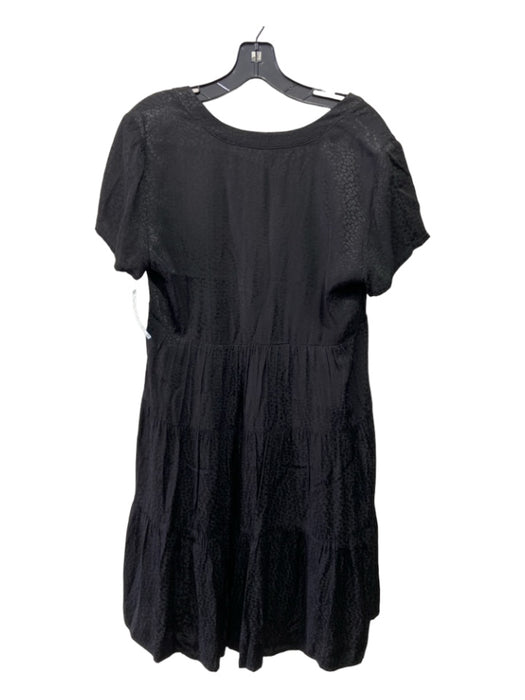 Maeve Size S Black Cotton U Neck Cap Sleeve Tiered Maxi Dress Black / S