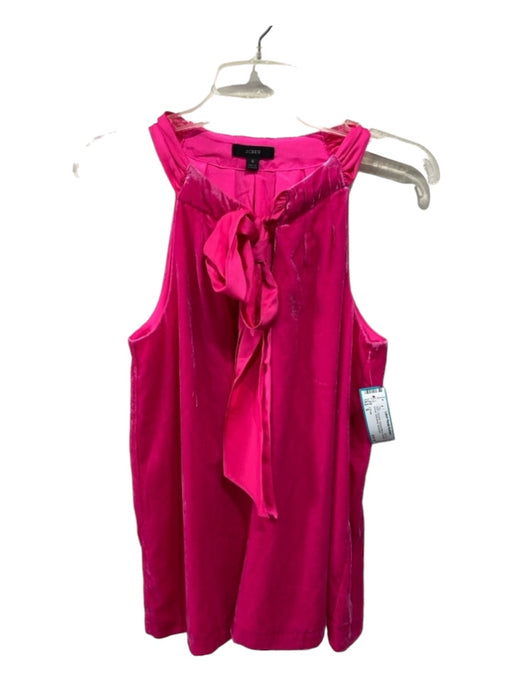 J Crew Size S Hot pink Viscose Blend Tie Neck Velvet Sleeveless Top Hot pink / S