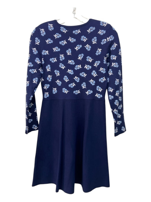 Draper James Size S Navy & Blue Viscose Knit Floral Long Sleeve Dress Navy & Blue / S