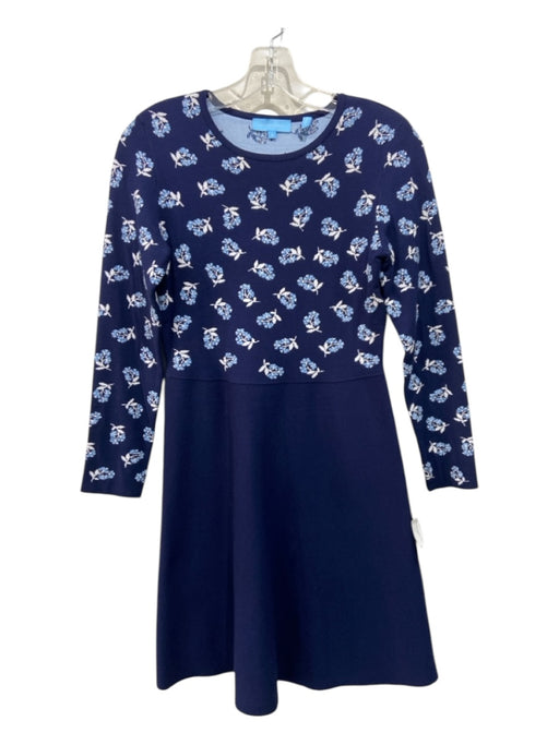 Draper James Size S Navy & Blue Viscose Knit Floral Long Sleeve Dress Navy & Blue / S