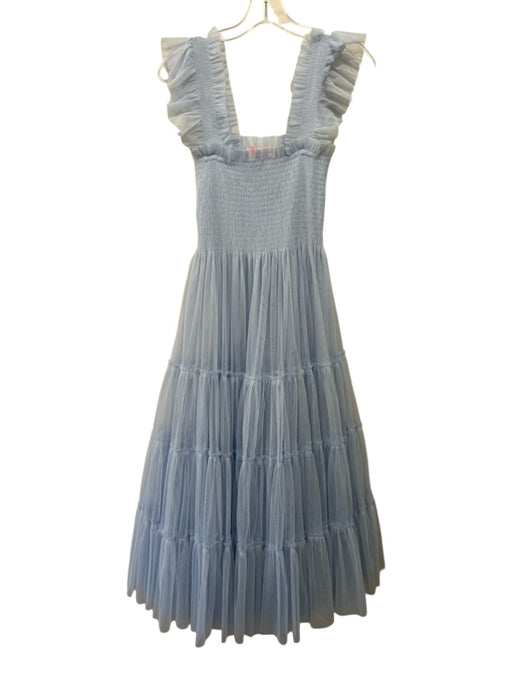 Hill House Size XS Light Blue Polyester Mesh Sleeveless Shirred Bodice Dress Light Blue / XS