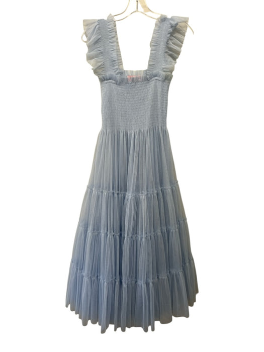 Hill House Size XS Light Blue Polyester Mesh Sleeveless Shirred Bodice Dress Light Blue / XS