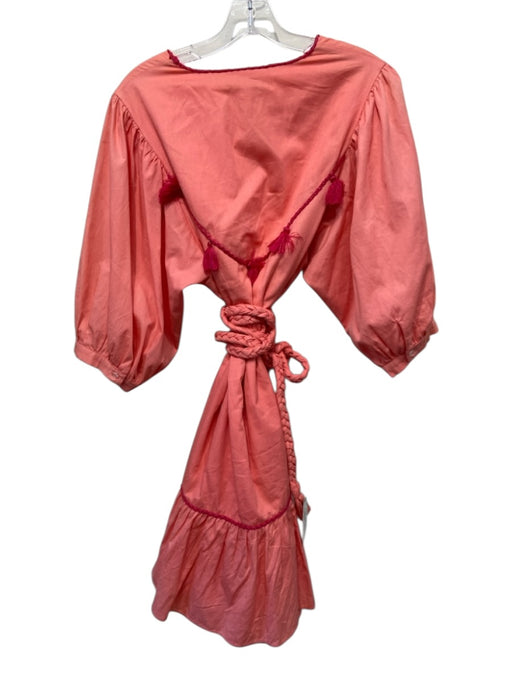 CROSBY by Mollie Burch Size S Salmon Pink No Fabric Tag 1/2 Puff Sleeve Dress Salmon Pink / S