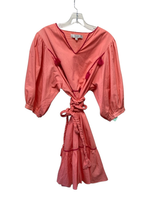 CROSBY by Mollie Burch Size S Salmon Pink No Fabric Tag 1/2 Puff Sleeve Dress Salmon Pink / S
