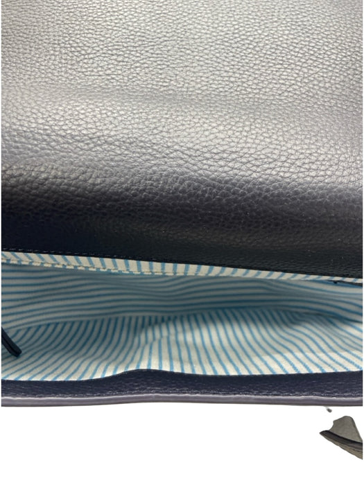 Draper James Midnight blue Leather Flap Silver Tone Hardware Toggle Closure Bag Midnight blue