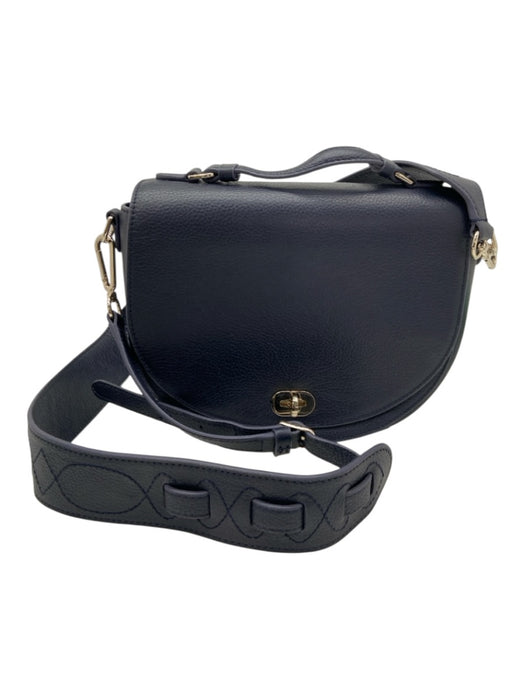 Draper James Midnight blue Leather Flap Silver Tone Hardware Toggle Closure Bag Midnight blue