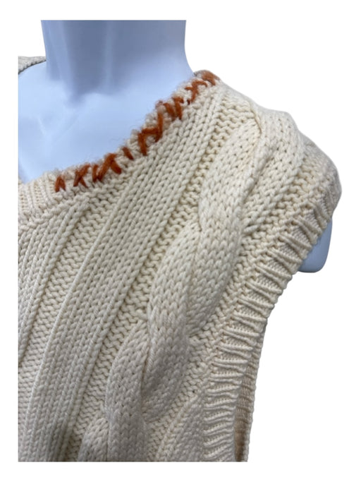 Marni Size 50 Off White Cotton Blend Cable Knit Vest Men's Sweater 50