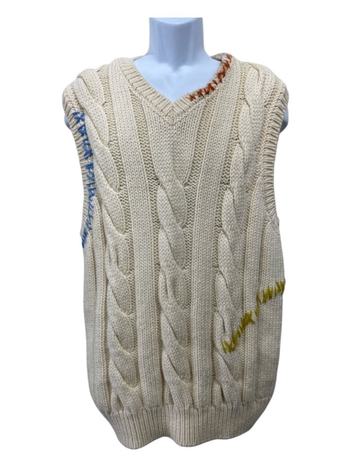 Marni Size 50 Off White Cotton Blend Cable Knit Vest Men's Sweater 50