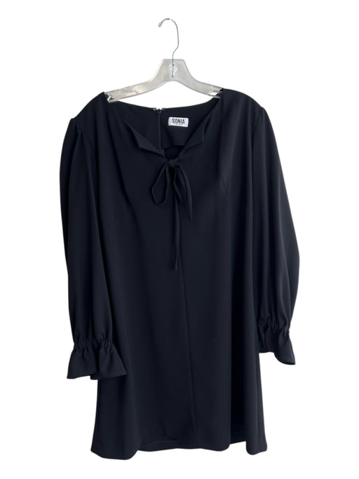 SONIA by Sonia Rykiel Size 42 Black Polyester Long Sleeve Round Split Neck Dress Black / 42