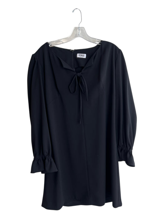 SONIA by Sonia Rykiel Size 42 Black Polyester Long Sleeve Round Split Neck Dress Black / 42