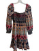 Alice & Olivia Size 10 Black, Orange & Multi Print Cotton Blend Back Zip Dress Black, Orange & Multi Print / 10