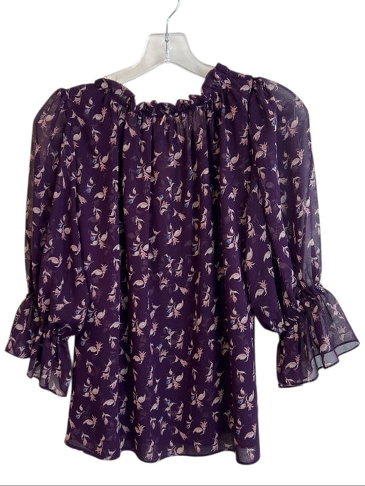 Misa Size Medium purple & pink Viscose round split neck All Over Print Top purple & pink / Medium