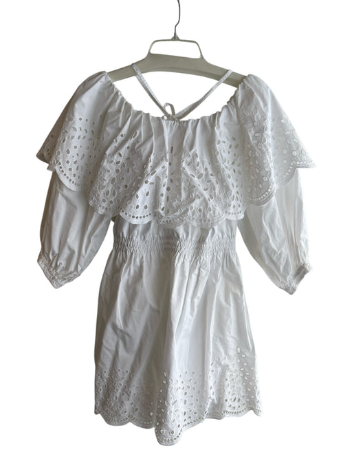 Tanya Taylor Size M White Cotton Off Shoulder Lace Overlay Long Sleeve Dress White / M
