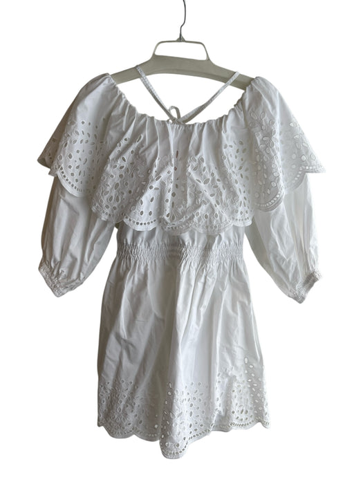 Tanya Taylor Size M White Cotton Off Shoulder Lace Overlay Long Sleeve Dress White / M