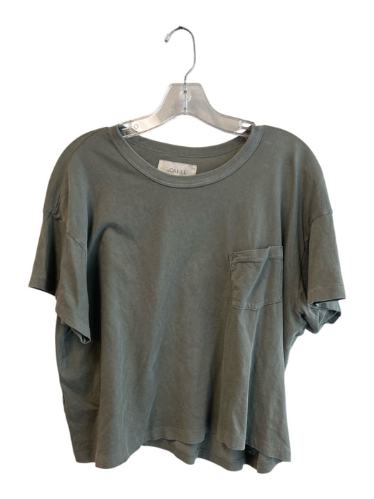The Great Size 3 Green Cotton Short Sleeve Chest Pocket Round Neck T Shirt Top Green / 3