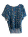 Ronner Size 10 Teal Blue & Multi Polyester Flutter Sleeves Round Neck Top Teal Blue & Multi / 10