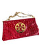 Tory Burch Red Patent Leather Gold hardware Chain Envelope Reptile Embossed Bag Red / Small