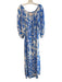 Figue Size Large Blue & White Viscose Palm Leaf 3/4 Sleeve Maxi Dress Blue & White / Large