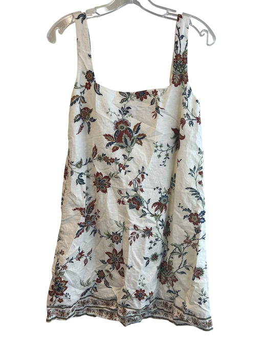 Tuckernuck Size Small White, Brown & Blue Cotton & Linen Sleeveless Floral Dress White, Brown & Blue / Small