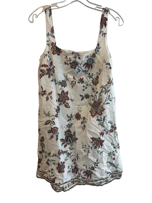 Tuckernuck Size Small White, Brown & Blue Cotton & Linen Sleeveless Floral Dress White, Brown & Blue / Small