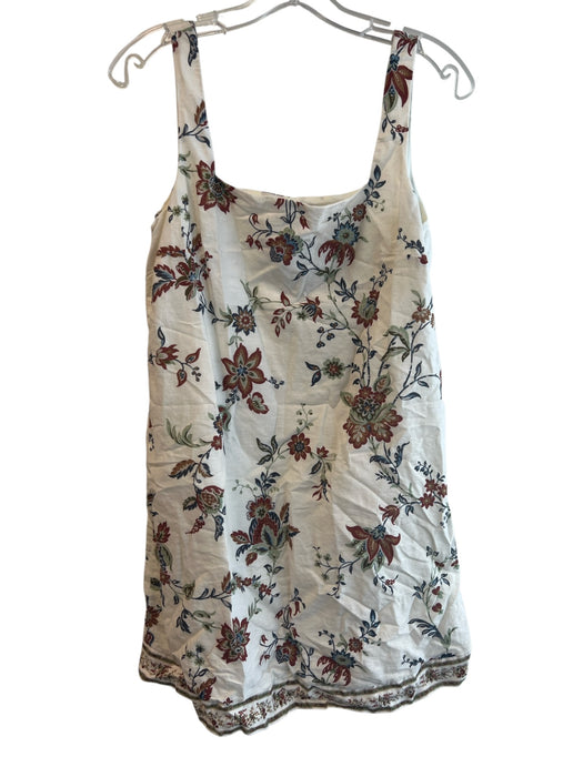 Tuckernuck Size Small White, Brown & Blue Cotton & Linen Sleeveless Floral Dress White, Brown & Blue / Small