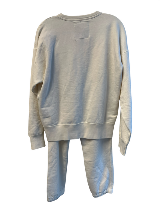 Polo Ralph Lauren Size S/M Cream Cotton Blend Crew Neck Logo Sweatshirt Pant Set Cream / S/M