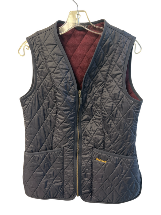 Barbour Size 6 Navy Polyester V Neck Front Zip Quilted Vest Navy / 6