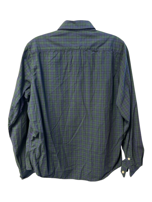 Ann Mashburn Size L Green & Blue Cotton Collared Long Sleeve Plaid Top Green & Blue / L