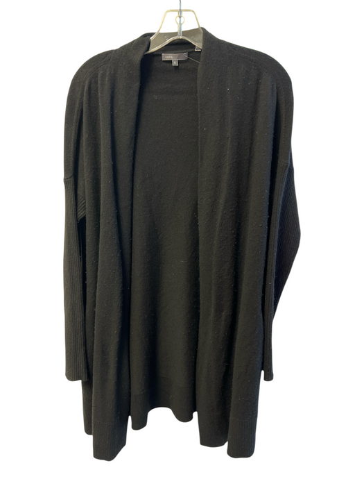 Vince Size S Black Cashmere Open Front Long Sleeve Pockets Sweater Black / S