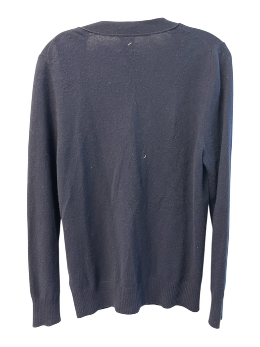 Ann Mashburn Size L Navy Cashmere V Neck Button Down Long Sleeve Sweater Navy / L