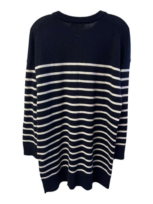 La maille sezane Size S Navy & white Wool Knit Round Neck Stripe Dress Navy & white / S