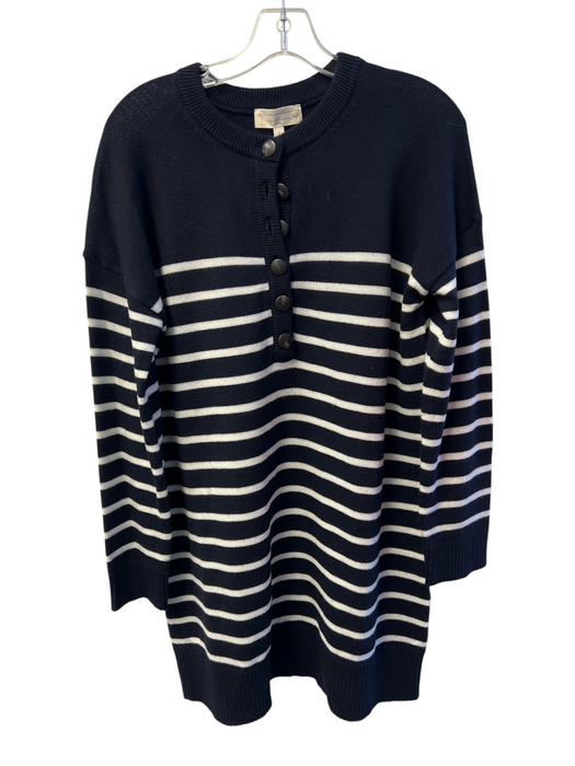 La maille sezane Size S Navy & white Wool Knit Round Neck Stripe Dress Navy & white / S