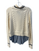 Veronica Beard Size S Cream & Navy Cotton Blend Knit Layered high neck Sweater Cream & Navy / S