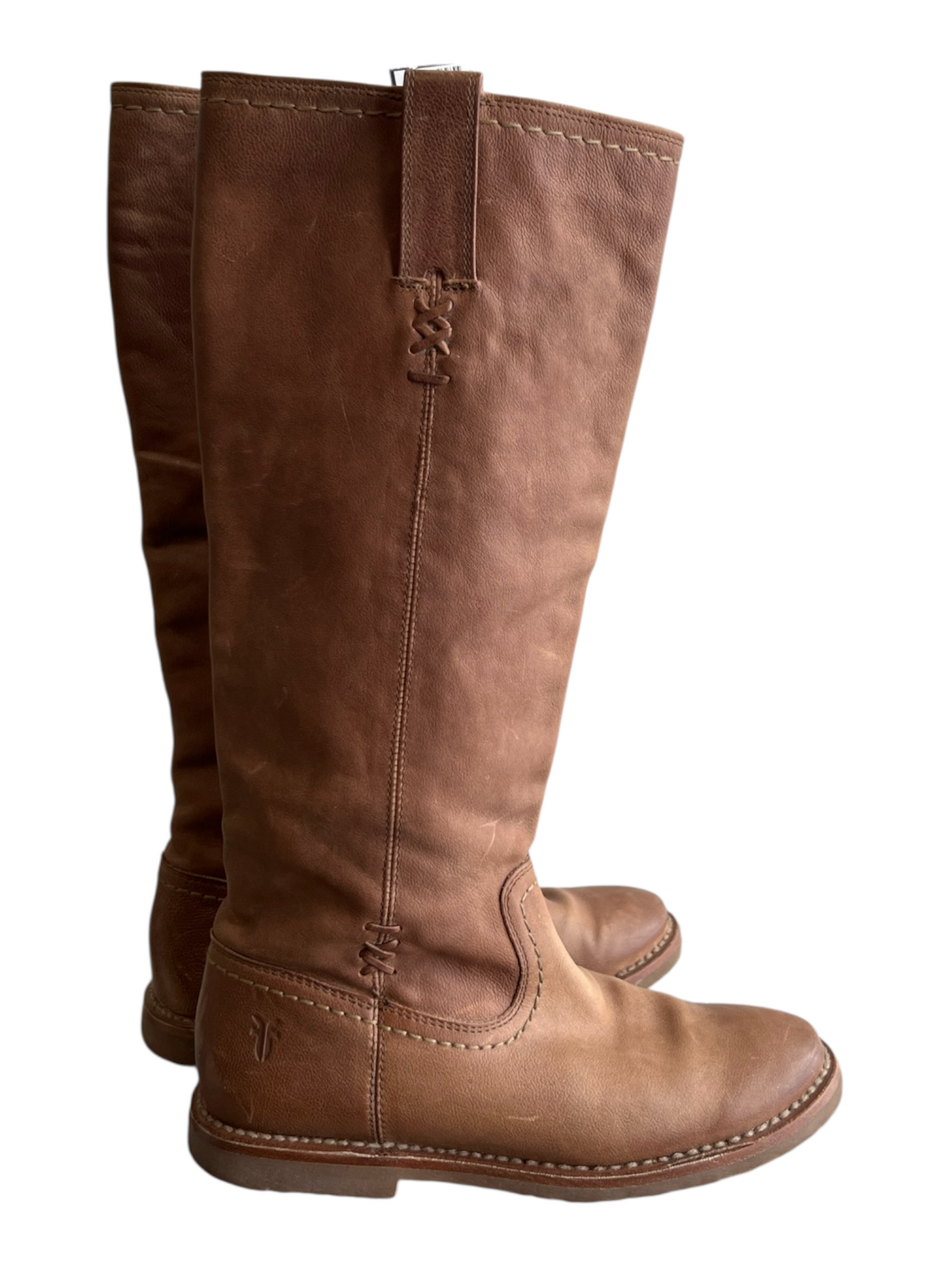 Frye Shoe Size 5.5 Brown Leather Round Toe Below Knee Pull On Flat ...