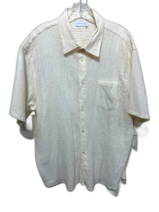 John Elliot Size XXL Off White Cotton Button Down Men's Short Sleeve Off White / XXL