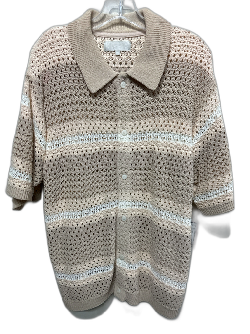 Kith Size XXL Beige & White Acrylic Buttons Men's Short Sleeve Beige & White / XXL