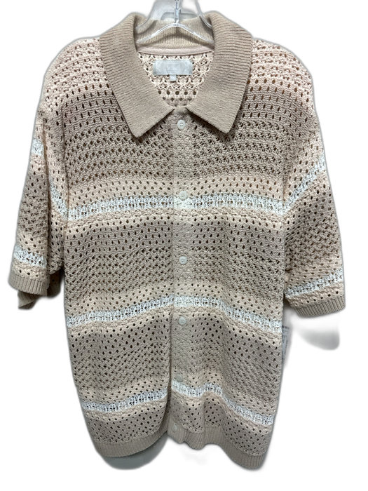 Kith Size XXL Beige & White Acrylic Buttons Men's Short Sleeve Beige & White / XXL