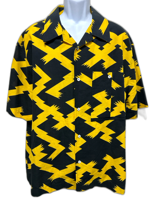 Loewe Size 42 Blue & Yellow Print Cotton All Over Print Buttons Short Sleeve Blue & Yellow Print / 42