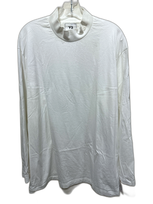 Y3 Size XXL White Cotton Solid Turtleneck Men's Long Sleeve Shirt White / XXL