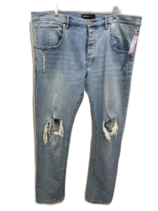 Purple - Brand Size 40 Light Wash Cotton Distressed Jean Men's Pants Light Wash / 40