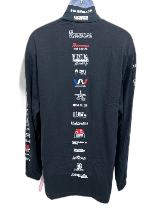 Balenciaga AS IS Size XL Black & Multi Cotton Graphic Men's Long Sleeve Shirt Black & Multi / XL