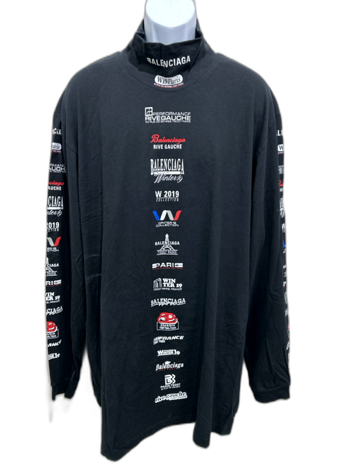 Balenciaga AS IS Size XL Black & Multi Cotton Graphic Men's Long Sleeve Shirt Black & Multi / XL