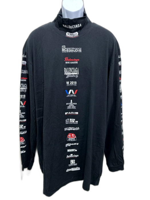 Balenciaga AS IS Size XL Black & Multi Cotton Graphic Men's Long Sleeve Shirt Black & Multi / XL