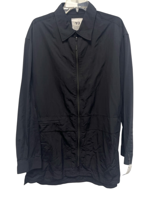 Y3 Size XL Black Polyamide Solid Zipper Athletic Men's Jacket Black / XL