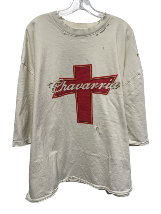 Willy Chavarria Size M White & Red Cotton Graphic Men's Short Sleeve White & Red / M